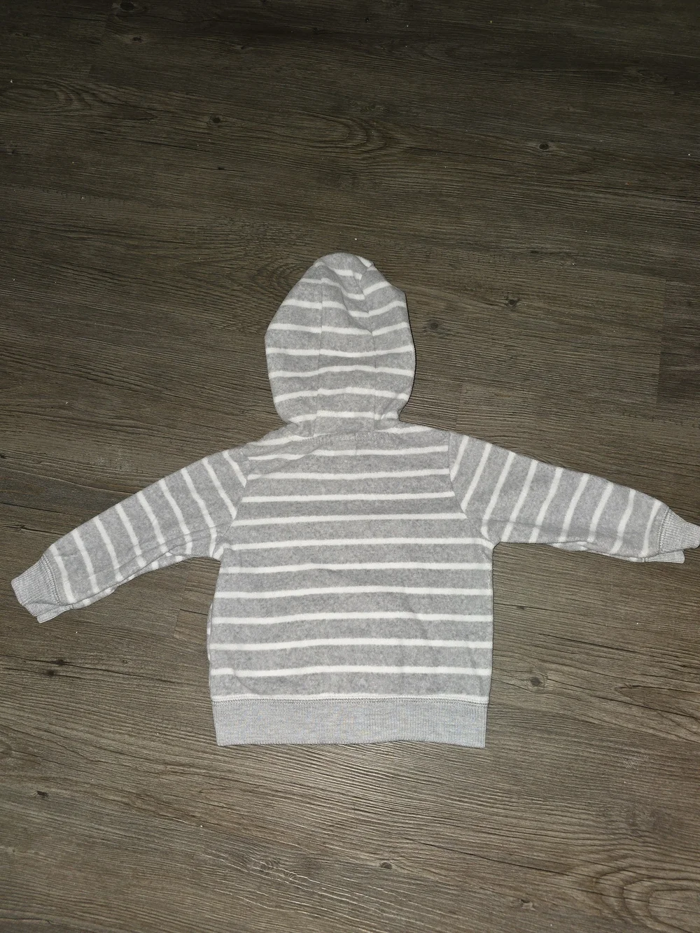 Carter's Gray & White Striped Hoodie with Red Truck Applique